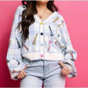 NEW QUEEN OF SPARKLES plaid golf tee button up cardigan in blue